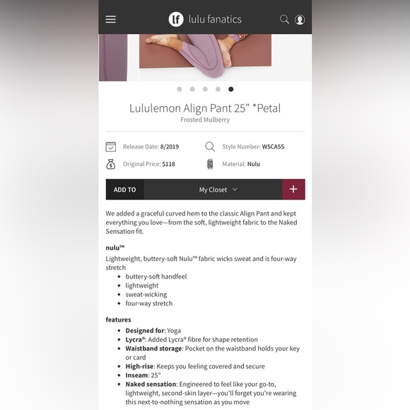 Rare Lululemon Align HR Pant 25" *Petal Size 6 - Picture 10 of 10